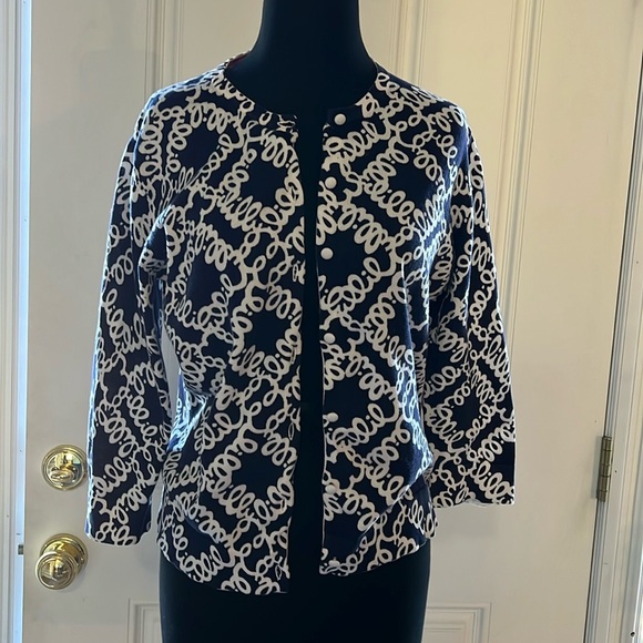 Lilly Pulitzer sweater. Navy and white. Size L. - Picture 2 of 3